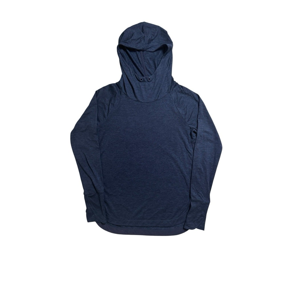 Athleta Hoodie Shirt Women's‎ Medium Navy Blue Thumbholes Pullover